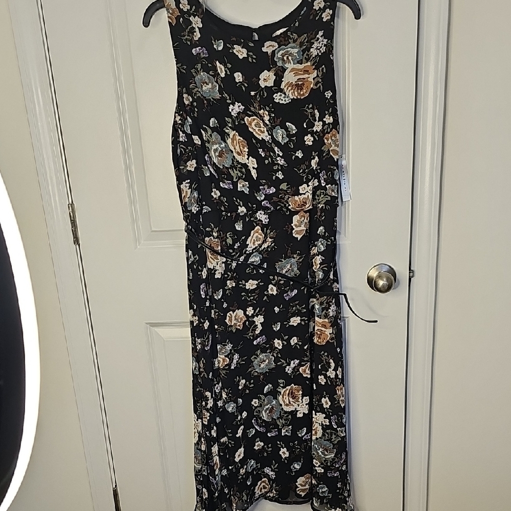 Aa Studio Black Floral Midi Dress‎
